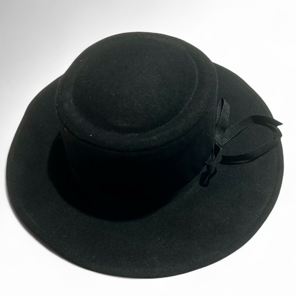 Cato Hat in Black with Black Ribbon, Medium Brim, Fits 22 inch Head, Boho, Goth - Picture 1 of 4